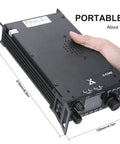 G90 HF Radio SDR 20W with Built In Auto Antenna Tuner for SSB, CW, and AM, portable size with hand showing dimensions