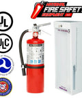 Heavy Duty 5 Pound Refillable Class A B C Fire Extinguisher Ships With Tough Wall Mount Steel Cabinet Plus Warning Tag