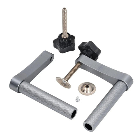 Pro Grade Bench Dog Clamp For 19mm Dog Holes, Aluminum Alloy Hold Down, adjustable with 70mm capacity shown disassembled