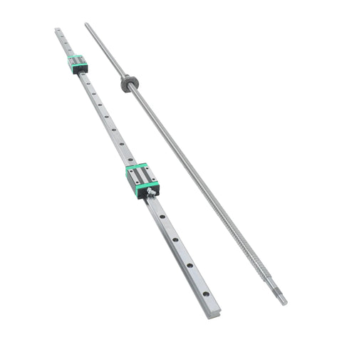 CNC Ball Screw And Linear Rail Kit With SFU1605 1200mm Set Two HGR20 Rails, chrome finish for DIY CNC machines.