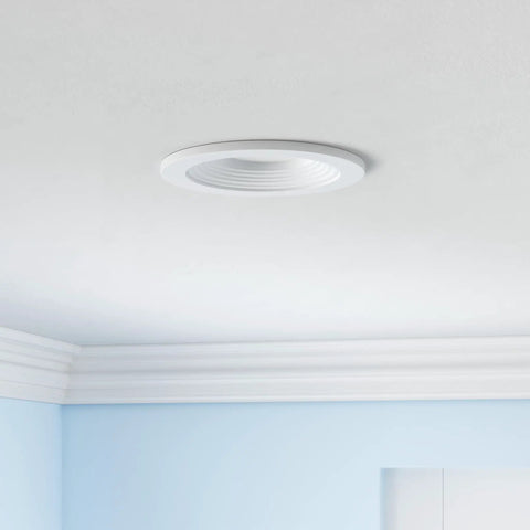 Installed 12 Pack 4 Inch LED Can Lights Retrofit Recessed Downlights With Baffle Trim Dimmable 8.5W Equivalent To 60W 3000K Warm White 650 Lumens