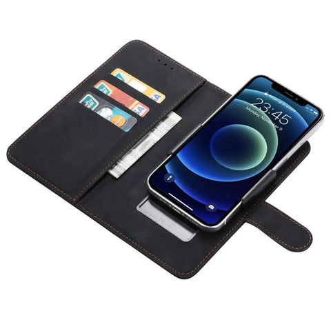 Slick Black Snap-On Cover For Danew Trace T-One Plus Three HD Tempered Glass Screen Protectors Keeps Your 5 5 Inch Phone Safe And Stylish With Precise Cutouts And Full Access To All Buttons, showcasing phone case with card slots.