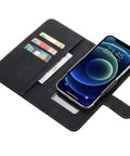 Stylish Black Fit Case For Danew Trace T-One Phone Plus 2 Tough HD Film Protectors showing phone, card slots, and cash section.