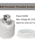 Built Rock Solid E26 Ceramic Screw Base Sockets With Premium Aluminum Shade Ring UL Listed Porcelain Lamp Holders for LED CFL Bulbs Plug And Play Fixture Replacement.