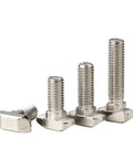 Ten Pack Nickel Plated Steel M5 M6 M8 T Hammer Head Bolts For Aluminum Profile Connectors EU20 EU30 EU40 45mm Length 10 Pieces
