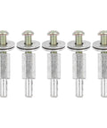 Five Piece Drill Shaft Extender And Buffing Wheel Mandrel Set Thick Arbor Adapter with silver-coated build for polishing.