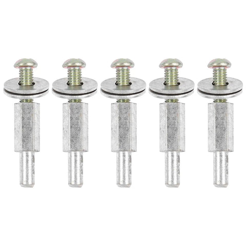 Five Piece Drill Shaft Extender And Buffing Wheel Mandrel Set Thick Arbor Adapter with silver-coated build for polishing.