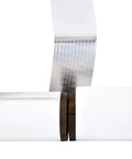 Close-up of Fiberglass Pipe Insulation 2 Inch By 1 Inch Pack Of 10 Preformed Thermal Insulation with White ASJ jacket showing cross-section.