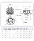 S25 design diagram of HCYIUWNPE S25 Harmonic Reducer For Industrial Collaborative Humanoid Robot Manipulator Arm Joint Transmission.