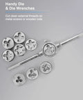 Pro Grade Beefy Metric Tap And Die Set M2 To M18 Rethreading Kit with die wrench and dies for threading, 45 steel.