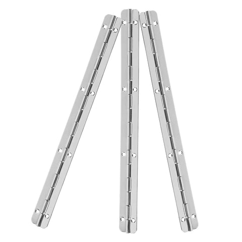 Three Pack Heavy Duty Piano Hinges Stainless Steel Long Hinges For Cabinets Doors Wooden Boxes And DIY Craft Projects Ideal For Pianos And Home Furniture Repairs