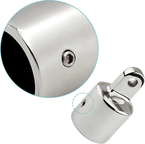 Top Shelf Marine Grade 316 Stainless Steel Bimini Top Hardware Kit close-up of eye cap with hex screw for boat use.