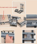 Manual Solder Paste Screen Printer For PCBs with 80mm Scraper showing various angles and parts for precise alignment, no steel mesh.