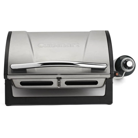 Top view of Portable Stainless Steel Gas Grill With Locking Lid For Easy Transport 8000 BTU Propane Grill
