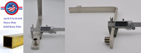 High Rise Shower Arm And Flange With Ten And A Half Inch Gooseneck Wall Riser Solid Brass Brushed Nickel Square Design measurements