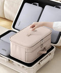 Heavy Duty Hanging Travel Shelf Bag Organizer For Luggage Suitcase With Ventilated Mesh Pockets And Water Repellent Nylon Fabric in use