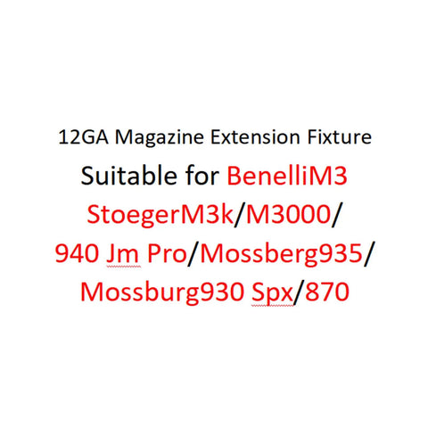 Image showing compatibility list for Rock Solid Extension Tube Clamp Stabilizer for various 12GA magazines and rifles.