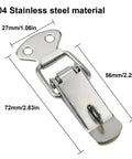 4 Pack Beefy, Heavy Duty Spring Loaded Toggle Latch Catch Set In 304 Stainless Steel, dimensions labeled