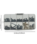 182 Pieces RC Car Screws Set With Metal And PP Fasteners for Model Enthusiasts in portable box, 1/12 scale display.