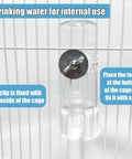 Automatic Bird Water Feeder With Secure Anti Tip Bowl For Small Cages mounted inside a cage with a supporting clip.