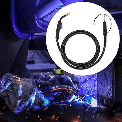 Image of 15 Foot MIG Welding Gun Torch Stinger Replacement For Hobart H 10 And AutoArc MIG Guns in use with sparks flying