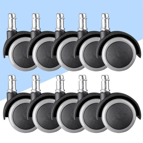 Grey Inch Wheels Universal 10pcs Caster for Office Chair Furniture, durable plastic material, designed for smooth rolling.