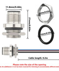 Dimensions and components of M12 12-Pin Panel Mount Connector 0.7ft Rugged IP67 Waterproof Industrial Circular Connector