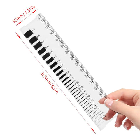 Rugged Concrete Crack Width Gauge Ruler 0.1 to 7.0 mm Dual Metric Polycarbonate Parallax Free dimensions 35mm x 165mm
