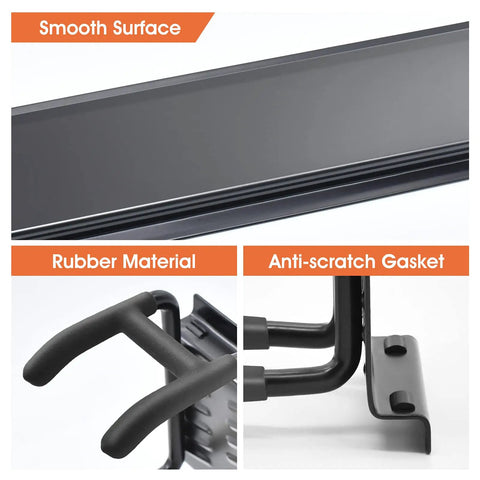 Close-up details of Garage Wall Mount Tool Organizer Rack With 6 Adjustable Heavy Duty Hooks, showing rubber material and gasket finish.