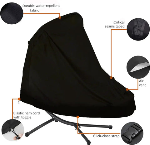 Waterproof 900D Patio Hanging Chaise Lounge Cover For 73 Inch Outdoor Swing Chair Hammock with features