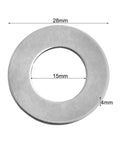 Thinking Process: 28mm steel thrust washer, 15mm inner hole, 4mm thick, for needle roller thrust bearing