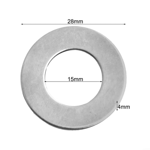 Thinking Process: 28mm steel thrust washer, 15mm inner hole, 4mm thick, for needle roller thrust bearing