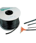 Braided Expandable Sleeving For Wires Cables And Tubing PET Black 500 Feet on a reel with open weave sections shown