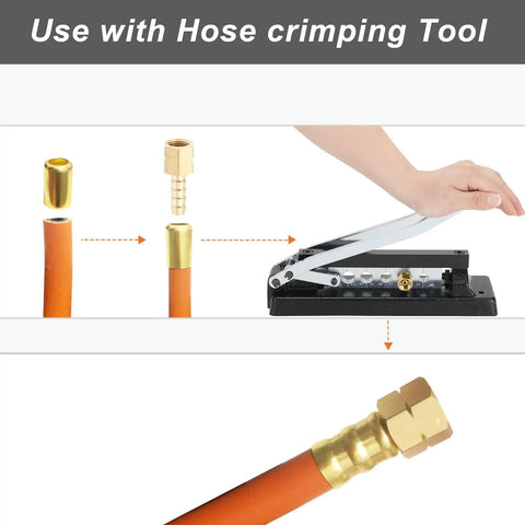 Brass Hose Ferrule Fittings 0.560 Inch ID By 1 Inch Long For Air Torch And Acetylene Hoses Repair, 50 Pack with crimping tool usage
