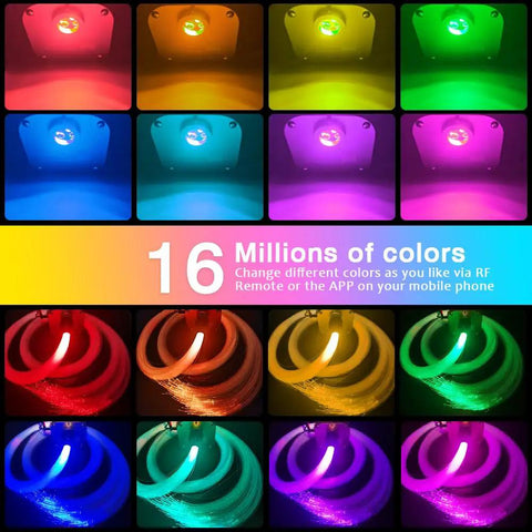 Color variations in Lit 16W RGBW Bluetooth App Controlled Fiber Optic Star Ceiling Kit With Music Sync And Twinkle Effect LED