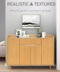 Cabinet with Dope Wood Grain Peel And Stick Wallpaper For Cabinets And Drawers Self Adhesive Removable Oak Light Natural Finish