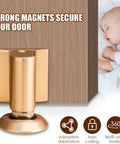 Magnetic Door Stop Heavy Duty Wedge With No Drill Install Kit Invisible Floor Mount in use near sleeping baby