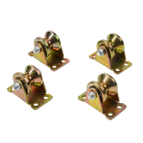 Premium V Groove Wheel Pack And Sliding Gate Casters Crafted From Heavy Gauge Steel For Rock Solid Track Guidance With Top Shelf Durability And No Sweat Installation, set of four steel casters.