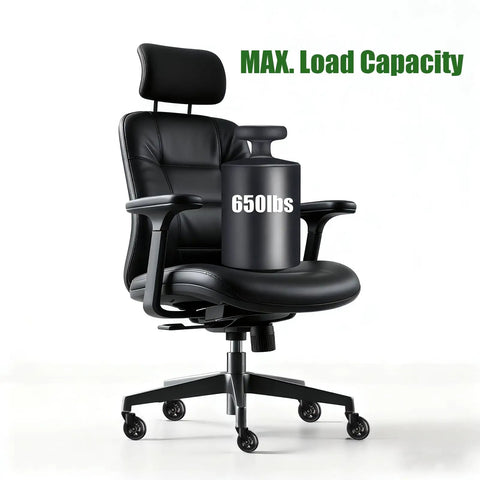 Office chair with 650lbs weight on seat, featuring Office Chair Wheels 3 Inch Roller Blade Rubber Casters Replacement Set Of 5 Heavy Duty.