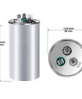 35/5 UF Dual Run AC Capacitor Drop-In Replacement For HVAC Units 370V 440V CBB65 Round Start Capacitor For Fans, Heat Pumps, Condensers 35/5 MFD ±6% Easy Install Durable, silver metal 62 mm x 88 mm