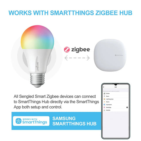 Zigbee Smart Light Bulbs With Hub Required Dope Color Changing A19 60W Equivalent For Hands Free Voice Control With Hub