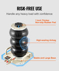 Beefy Triple Bag Air Jack For Cars, 3 Ton Pneumatic Lift With Six Steel Pipes, Raises Up To 17.7 Inches In 3 To 5 Seconds, Stable And Fast Lift Jack For Garage Auto Repair And Vehicle Maintenance displaying non-slip rubber pad, high-sealing airbag, stable base.
