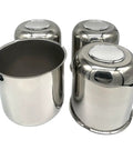 Four Pack 4.25 Inch Center Caps Push Through For Trailer Truck RV Wheel Rims Chrome Stainless Steel Center Bore Anti Rust Waterproof