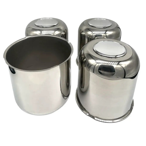 Four Pack 4.25 Inch Center Caps Push Through For Trailer Truck RV Wheel Rims Chrome Stainless Steel Center Bore Anti Rust Waterproof