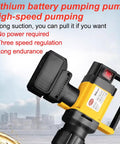 Heavy Duty Electric Oil Transfer Pump For Barrels High Viscosity Liquid Drum Pump With Three Adjustable Speeds No Hassle Operation, displaying a lithium battery pump with ergonomic handle.