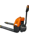 Heavy Duty Electric Walkie Pallet Truck With 3300 Lb Capacity showing built-in battery, easy controls, and 45 inch forks.
