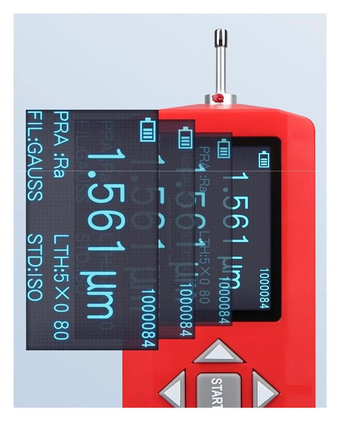 Heavy Duty Handheld Surface Roughness Tester And Profilometer Handles Sandblasting And Paint Jobs Like A Boss Without Breaking A Sweat, displaying 1.561 μm reading.