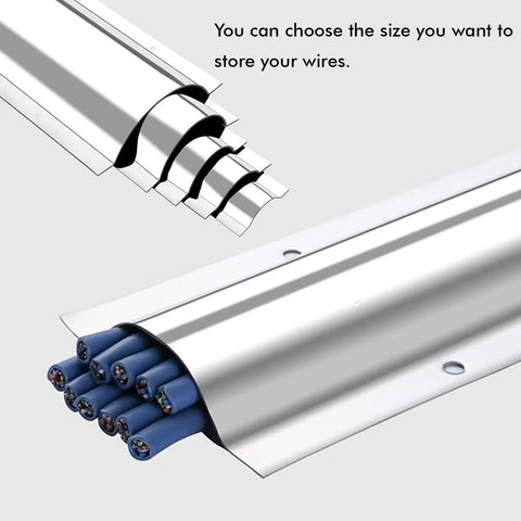 Stainless Steel Floor Cable Cover 39 Inch Long For Under Desk Cable Management And Wire Trunking Protector in use with wires