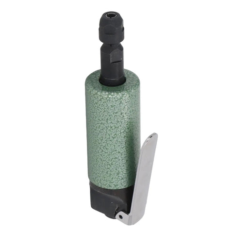 Heavy Duty Pneumatic Die Grinder 25000 RPM Lightweight Compact Air Powered Tool with textured green body and metal guard.