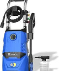 Electric Pressure Washer With 1700W Strong Motor And 2.3 GPM Beast Mode Cleaning Power, hose reel, nozzles, foam cannon visible